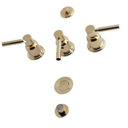 Kingston Brass Concord KB6322DL 3-Handle Bidet Faucet, Polished Brass KB6322DL